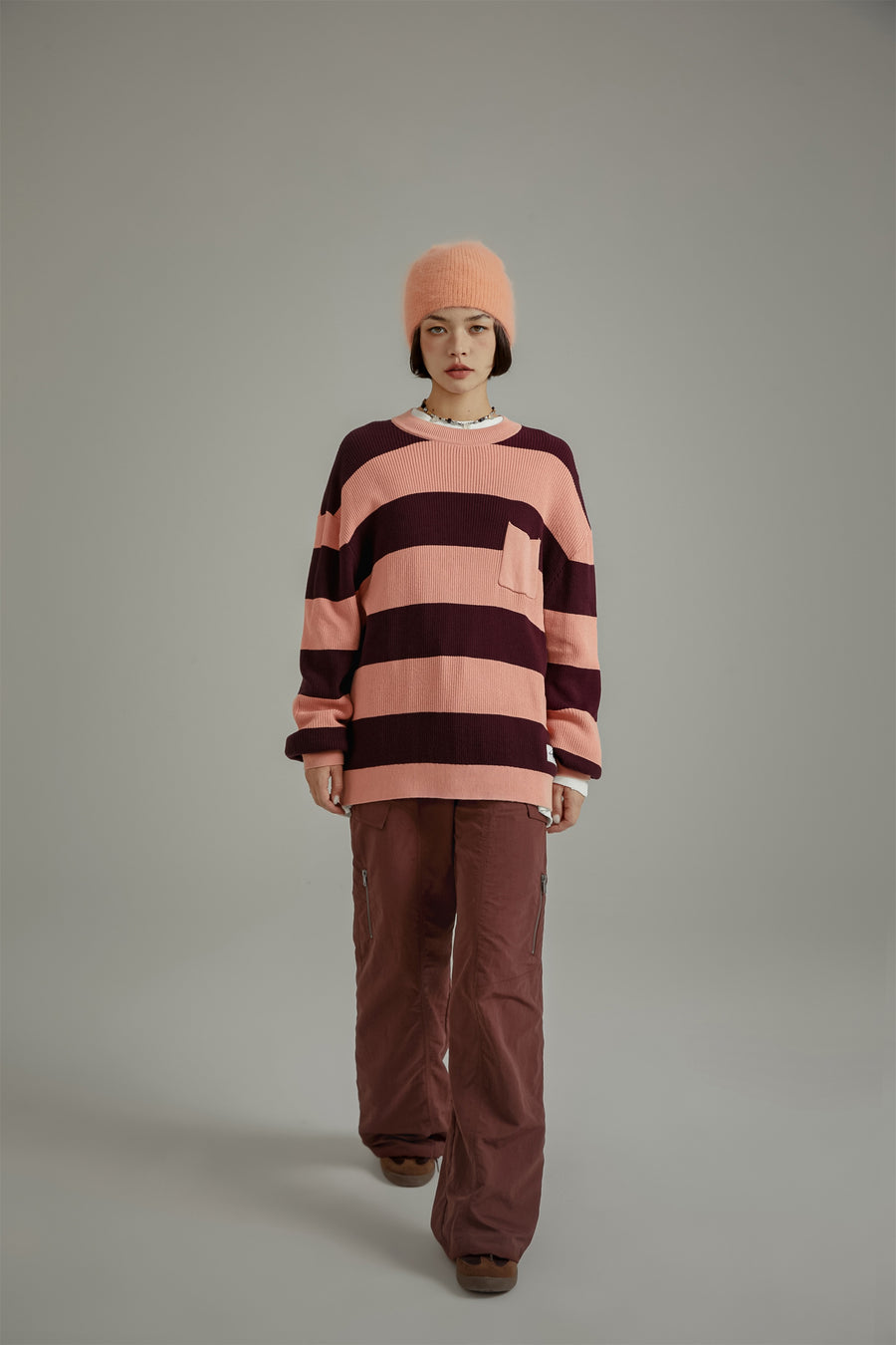 CHUU Color Pocket Stripe Knit Sweater