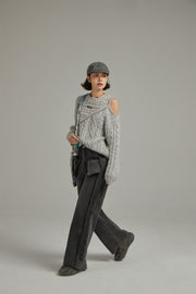 One Shoulder Twist Knit Sweater