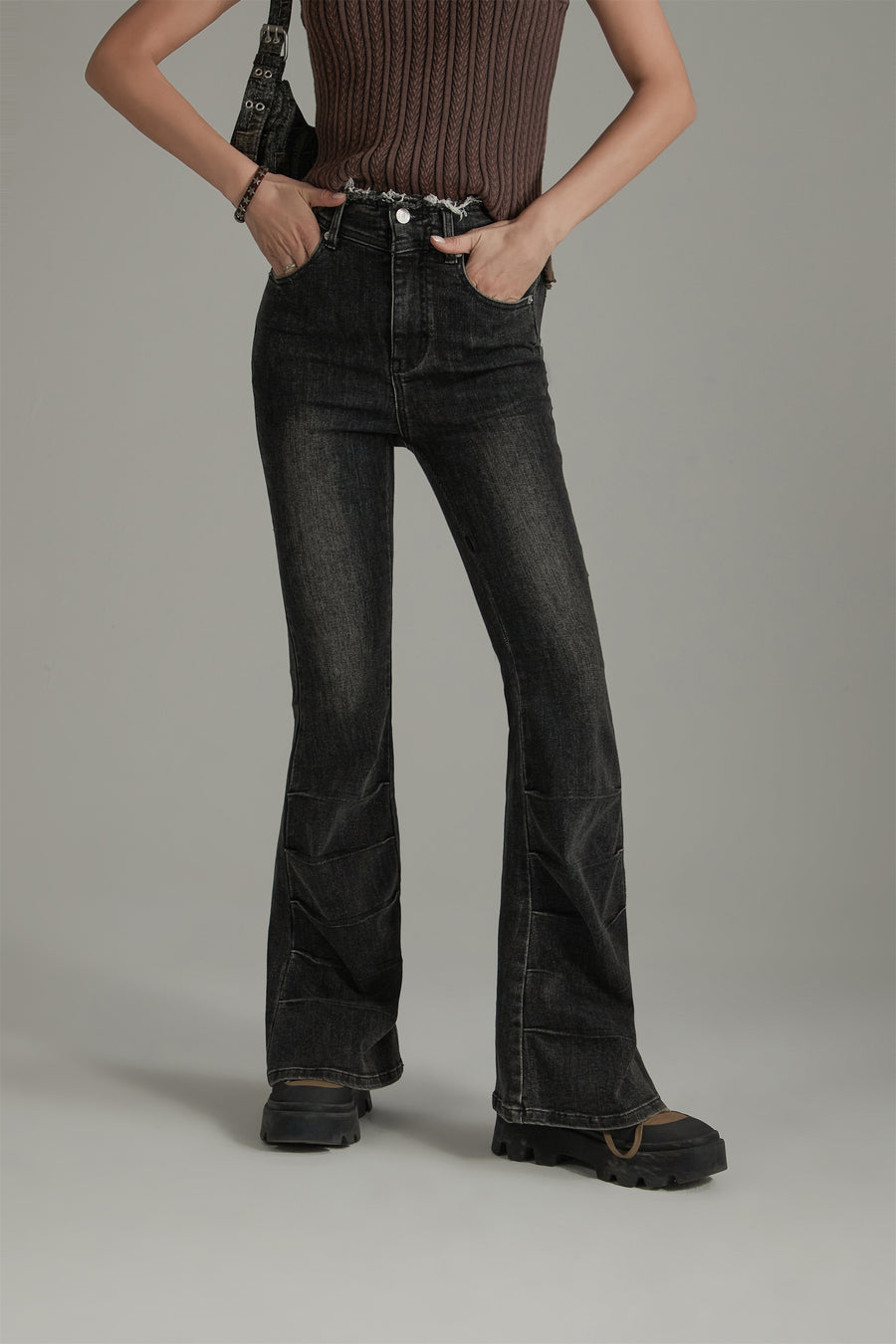 CHUU High Waist Semi Bootcut Jeans