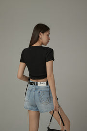 Size Doesnt Matter Side String Cropped T-Shirt