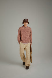 Diagonal Boxy Knit Sweater