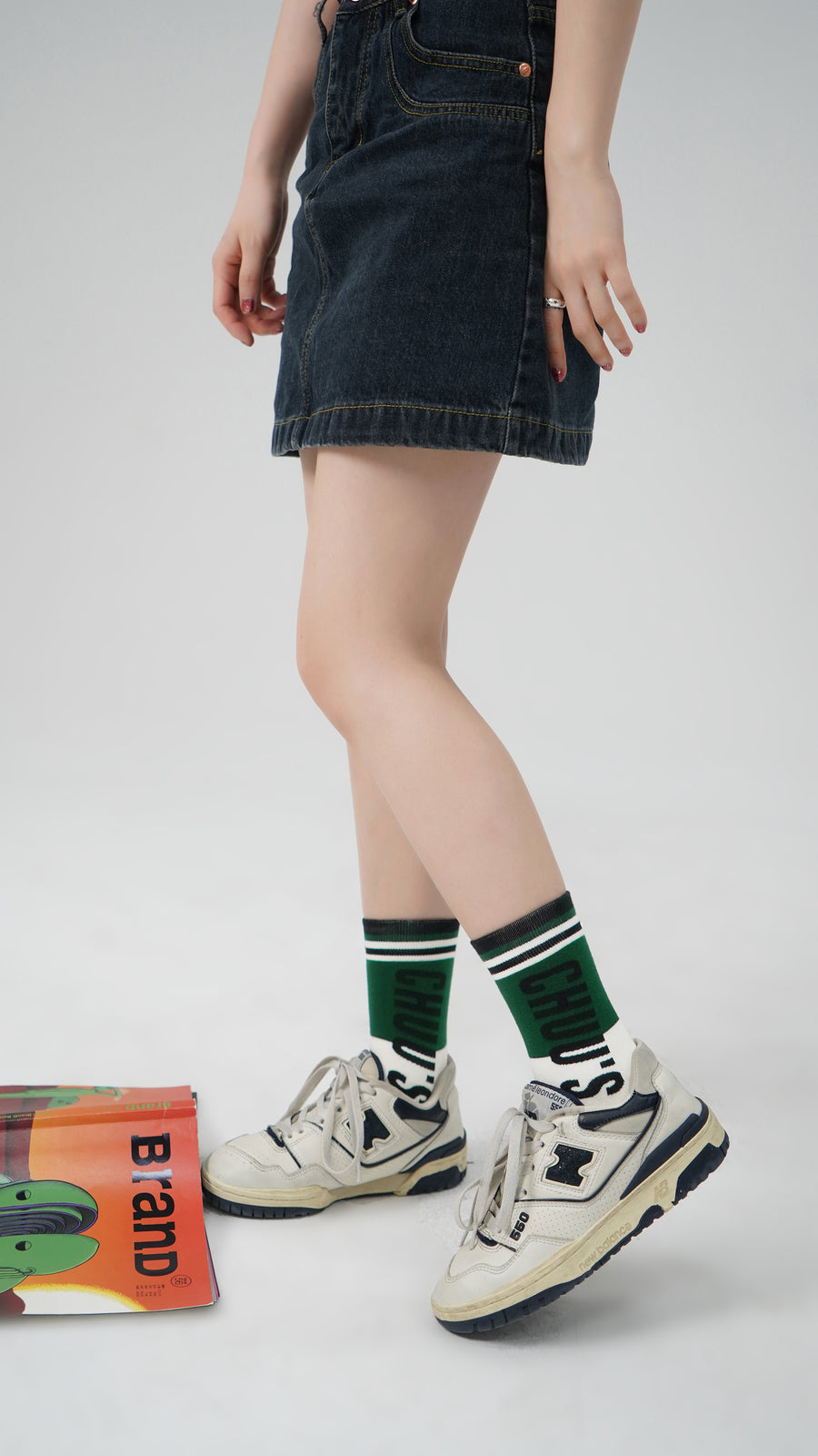CHUU Vintage Lined High Socks