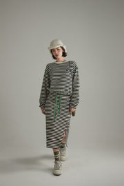 Slit Stripe Long Skirt