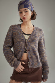 Color Knit Button Cardigan