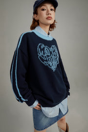 Heart Lettering Knit Sweatshirt