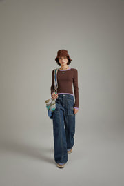 Line Color Scheme Knit Top