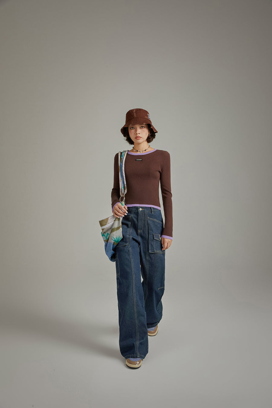 CHUU Line Color Scheme Knit Top