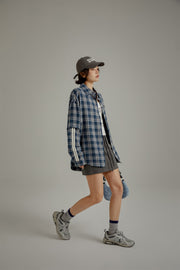 Retro Check Stitching Long Sleeve Shirt