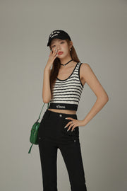 Logo Band Color Scheme Sleeveless Crop Top