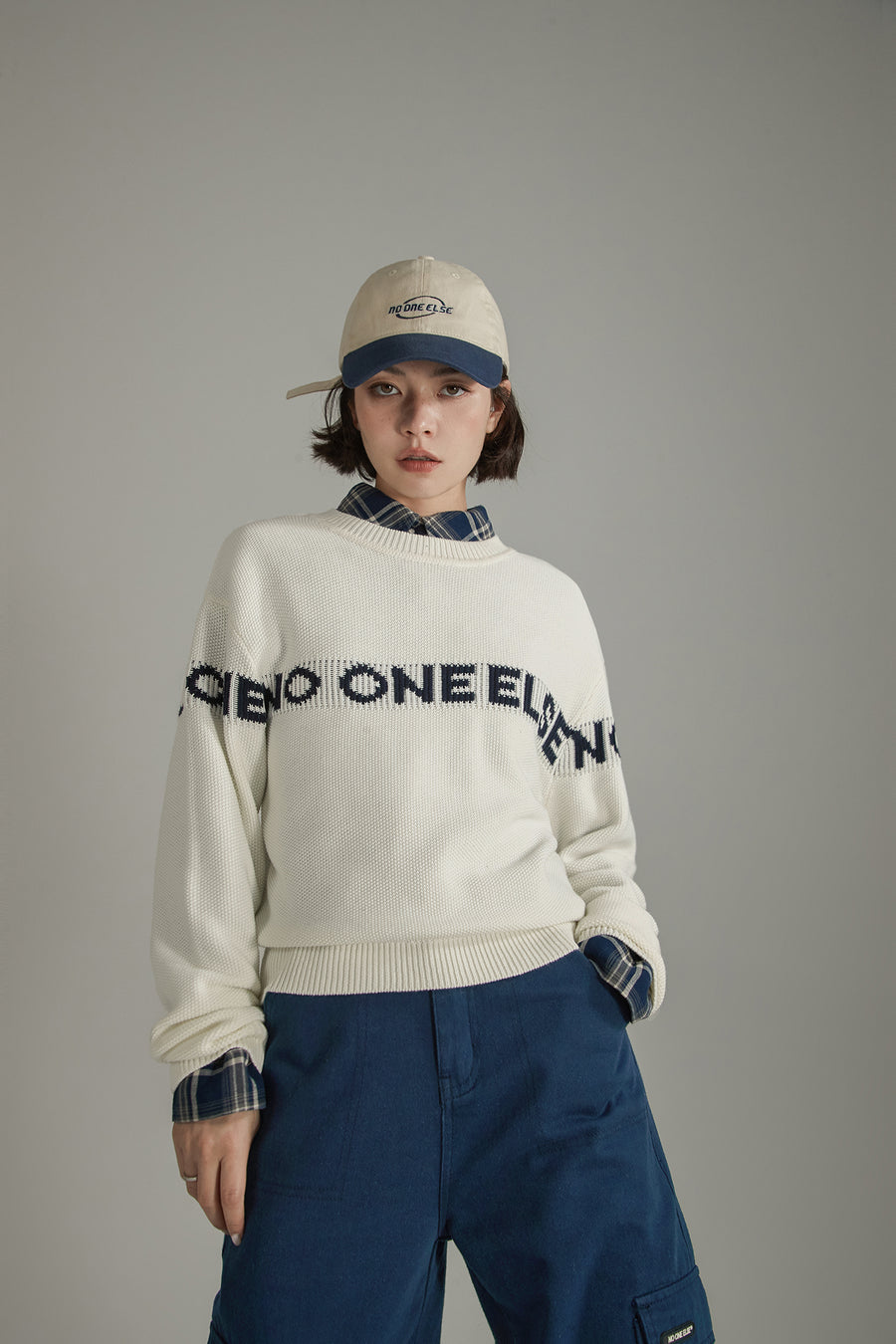 CHUU Logo Lettering Basic Knit Sweater