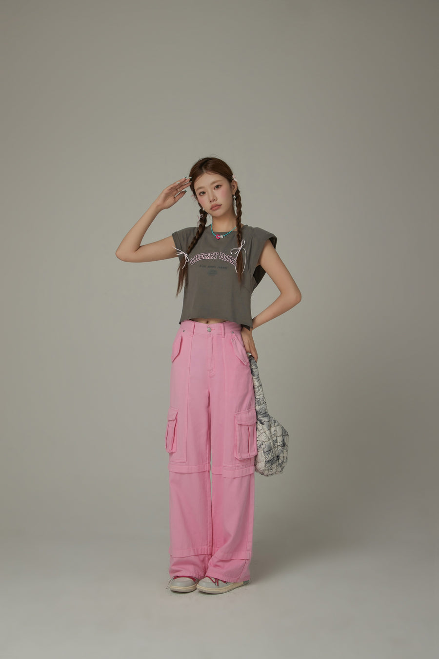 CHUU Cherry Bomb Embroidered Cropped Boxy T-Shirt