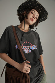 Noe Club Stars Printed Boxy Short Sleeve T-Shirt