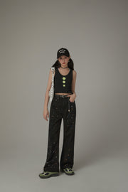 Paint Splatter Cotton Straight Pants