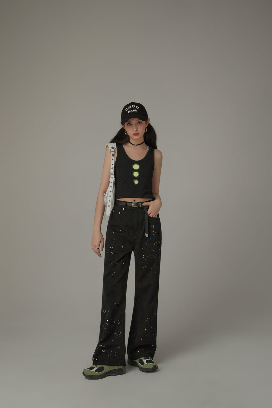 CHUU Paint Splatter Cotton Straight Pants