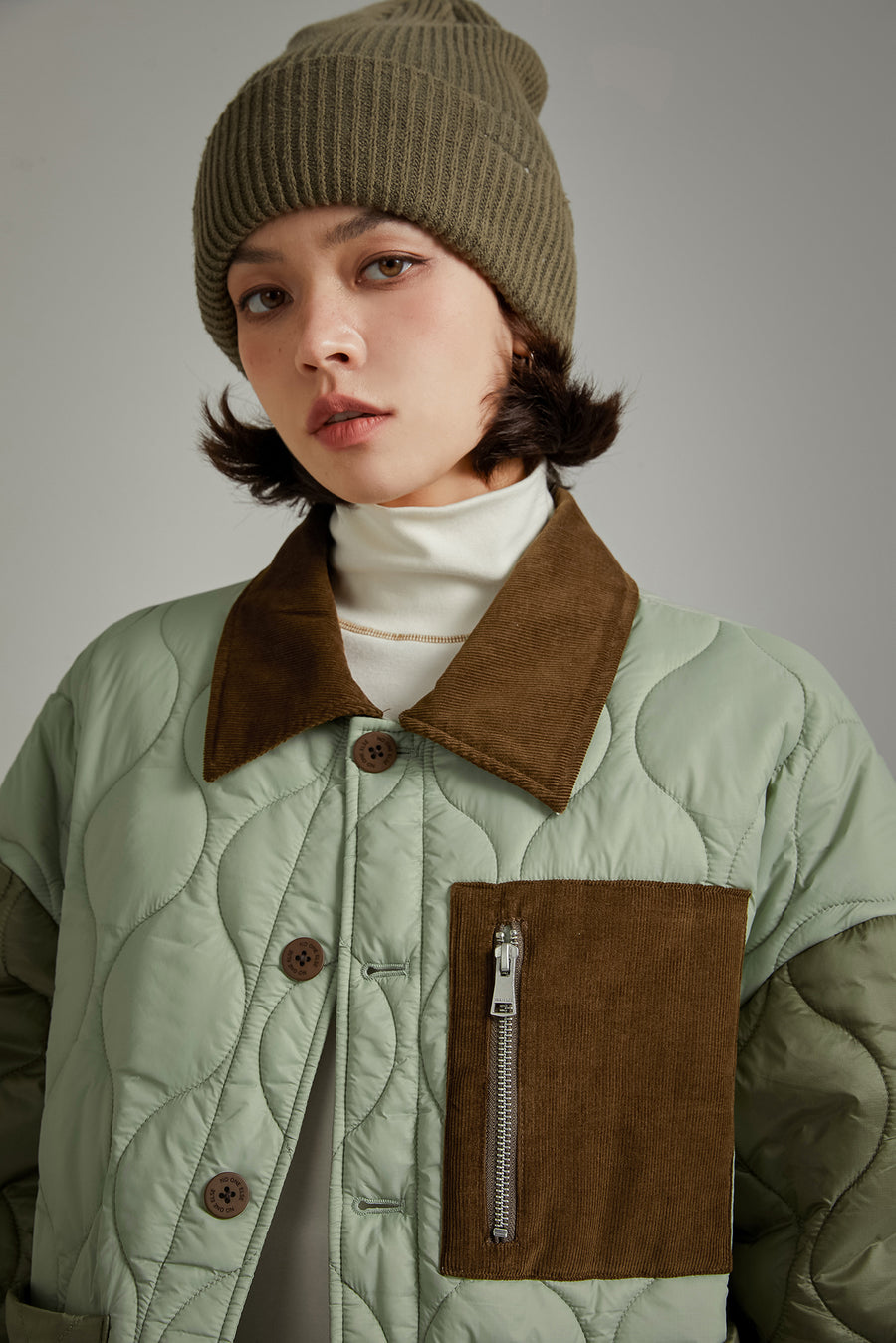 CHUU Color Matching Quilted Jacket