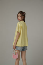 Ruffle Heart Printed Loose Fit T-Shirt