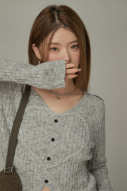 Heart Ribbed Knit Top