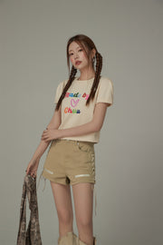 Made By Chuu Colorful Printed Cropped T-Shirt