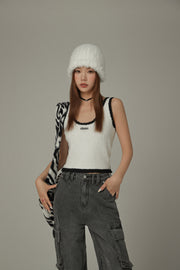 Fuzzy Line Color Scheme Sleeveless Top