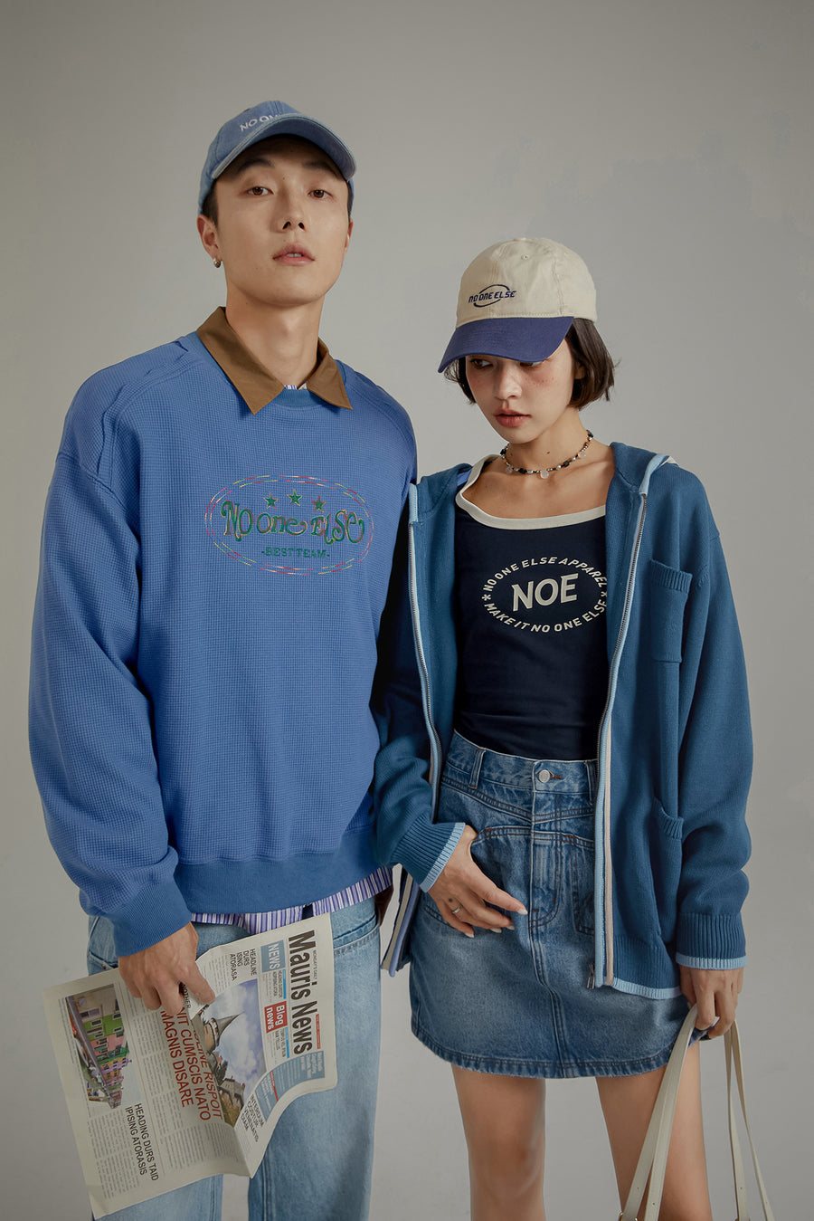 CHUU Color Embroidery Waffle Logo Sweatshirt