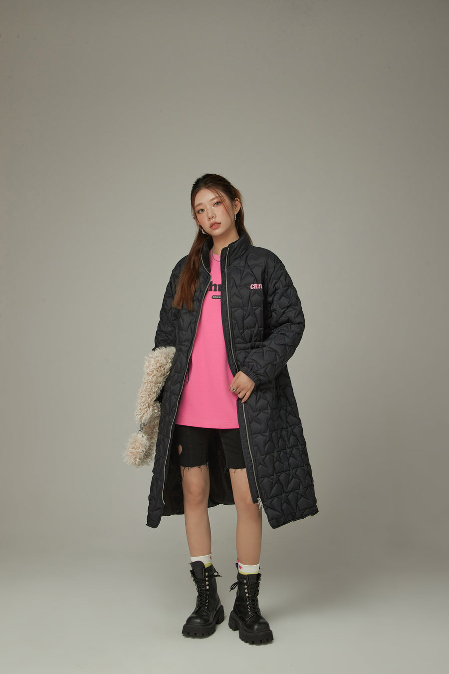 CHUU Star Quilted Padded Long Coat