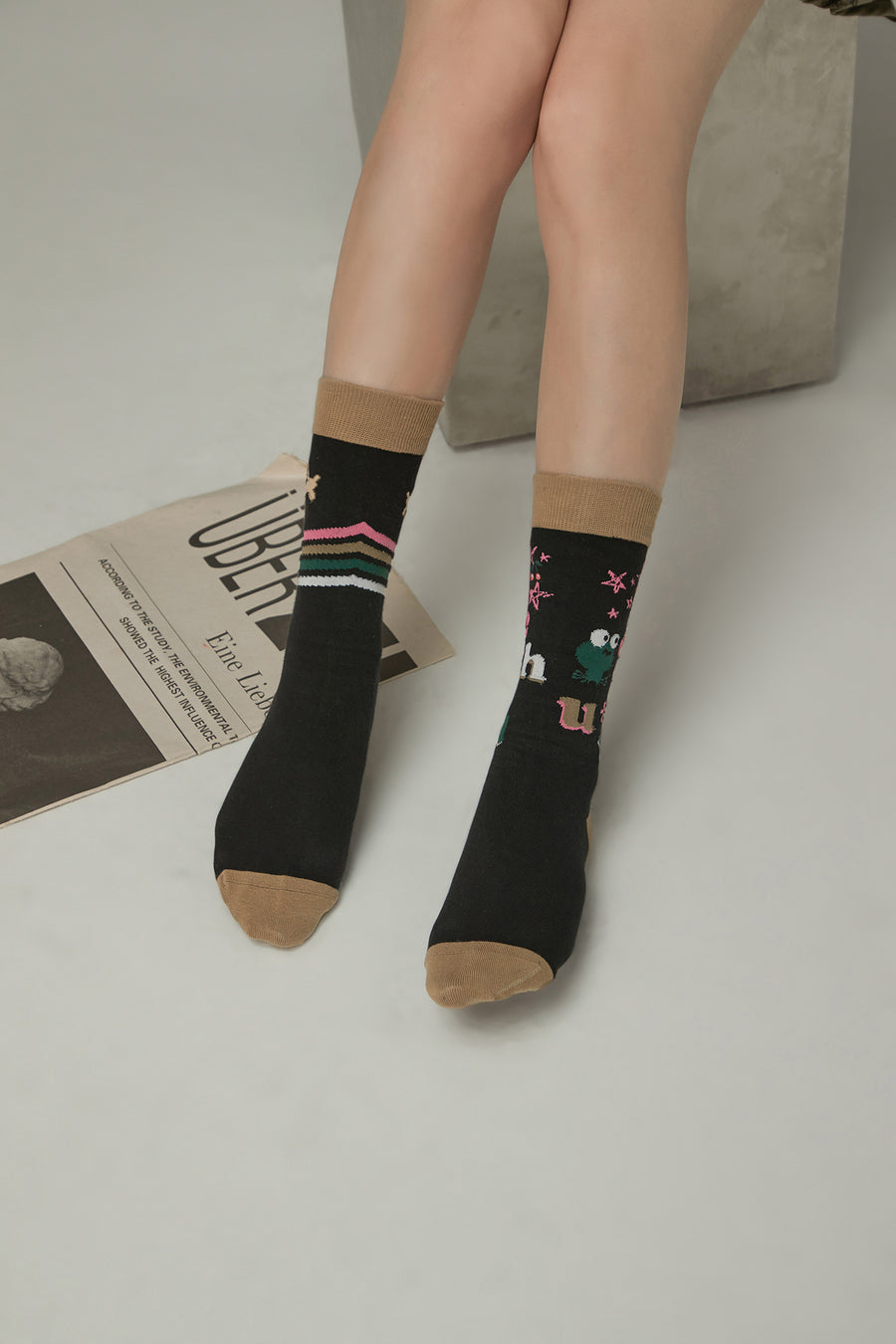 CHUU Animal Character Lined Color Socks