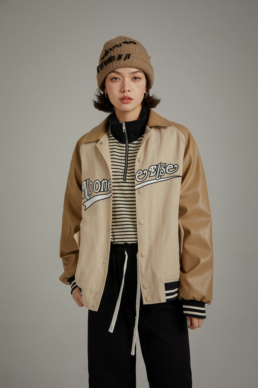 CHUU Logo Multi Color Varsity Leather Jacket