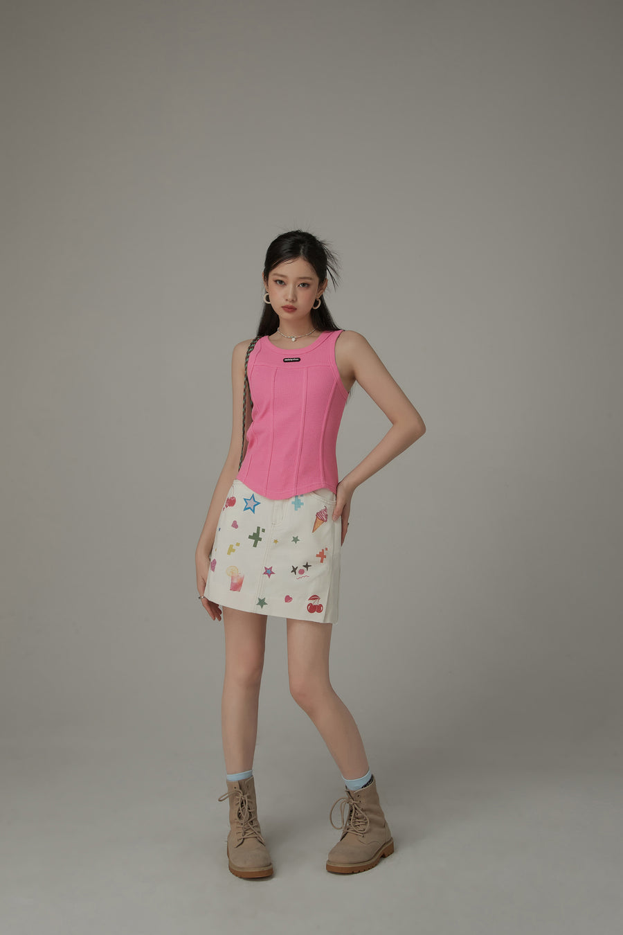 CHUU Summer Icons Printed Mini Skirt