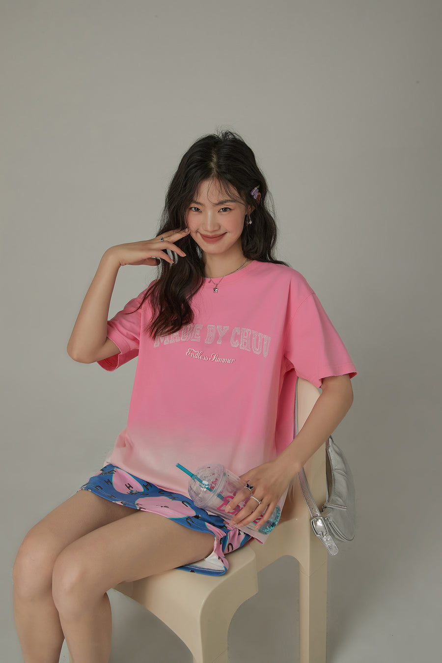 CHUU Printed Gradient Short Sleeve T-Shirt