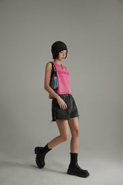 Color V-Trim Sleeveless Top