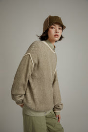 Line Color Combination Loose Knit Sweater