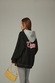 Fleece Color Combination Hoodie