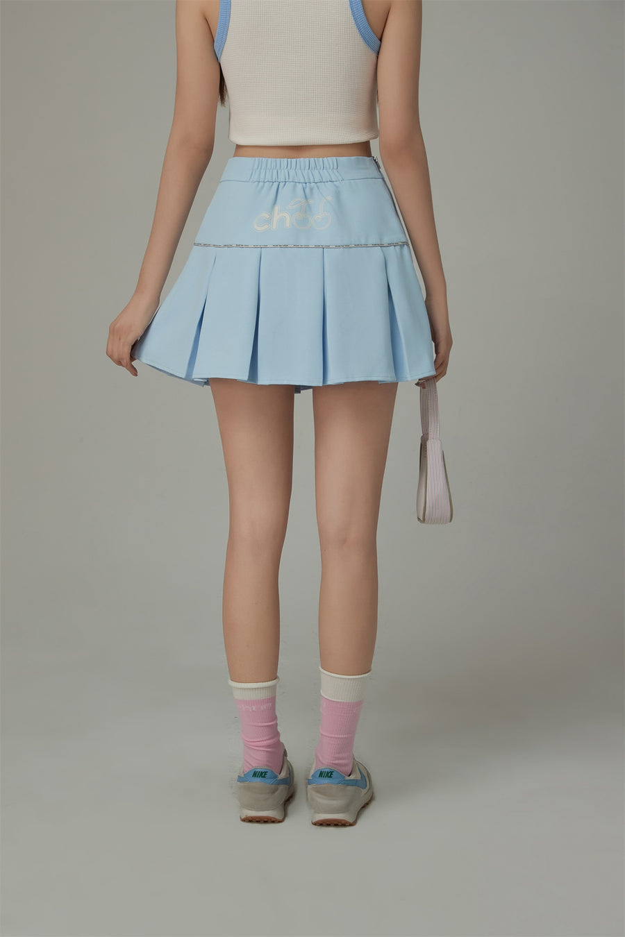 CHUU Daily Belt Loops Pleated Mini Skirt