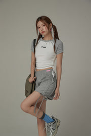 Chuu Cherry String Colorblocked Short Sleeve T-Shirt