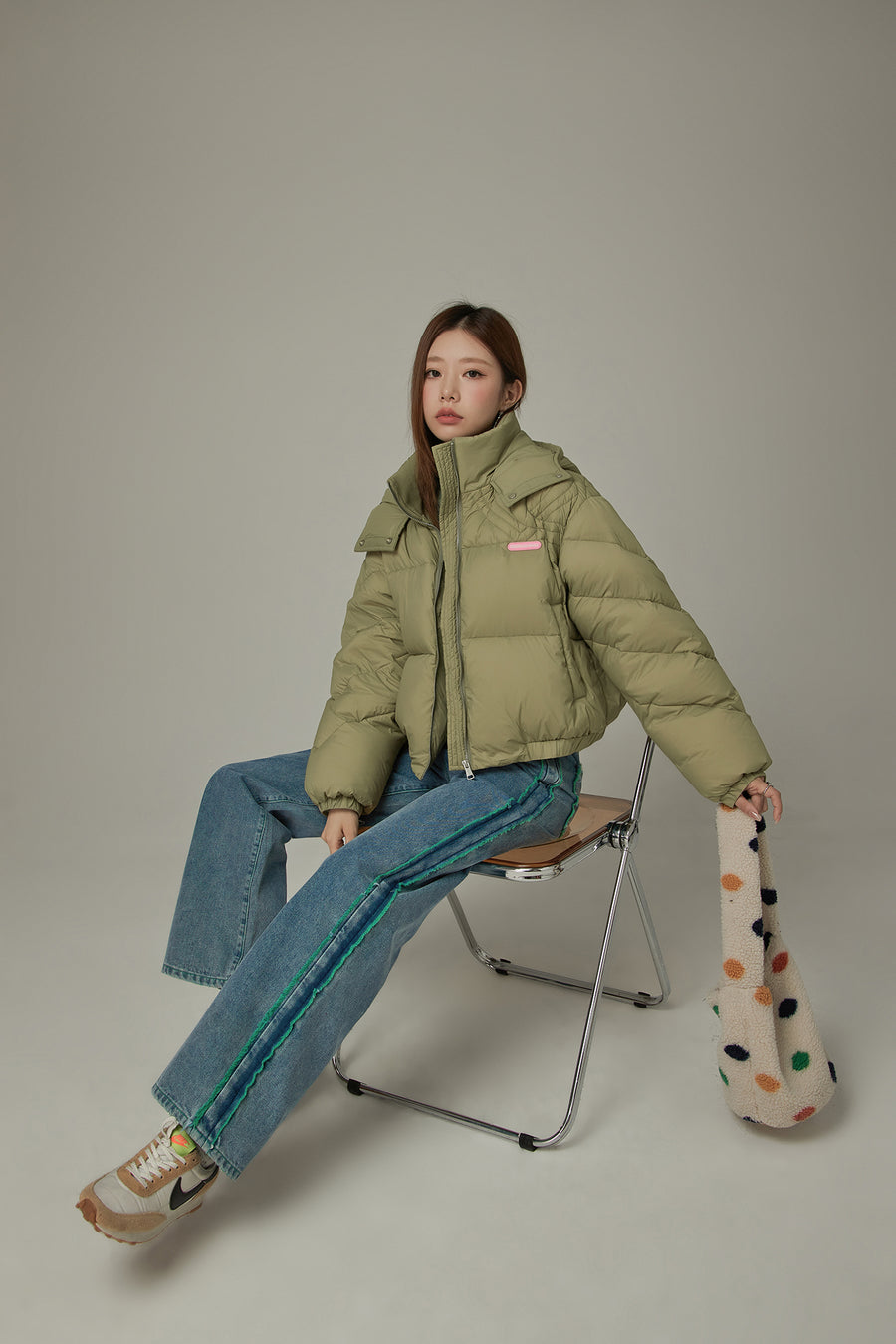 CHUU Colored Hooded Simple Padded Jacket