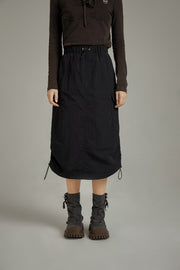 Elastic Waist String Shirring Skirt