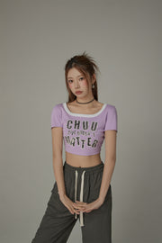 Chuu Size Doesnt Matter U-Neck Cropped T-Shirt