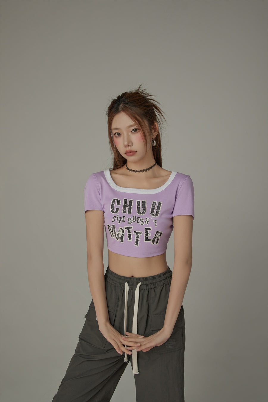 CHUU Chuu Size Doesnt Matter U-Neck Cropped T-Shirt