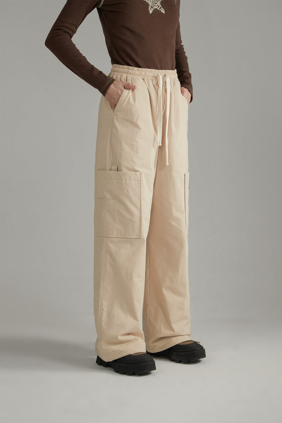 CHUU Simple Basic Banded Wide Pants