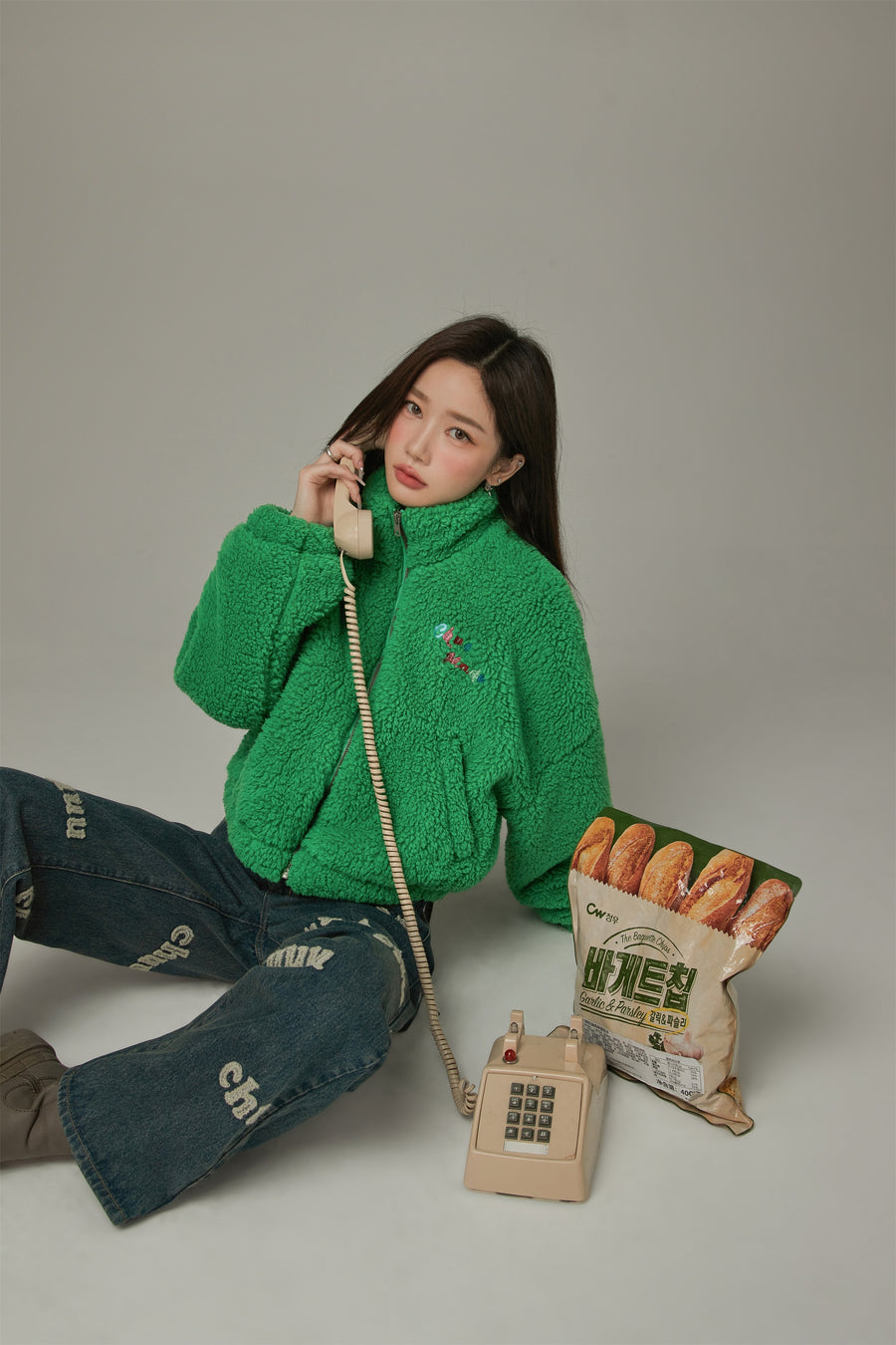 CHUU Color Fleece Loose Zip-Up Jacket