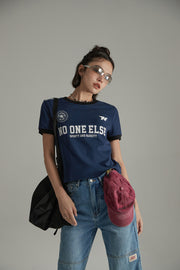 Noe Lettering Sporty Colorblocked Short Sleeve T-Shirt