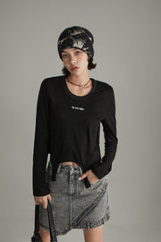 Simple Unbalanced Long Sleeve T-Shirt