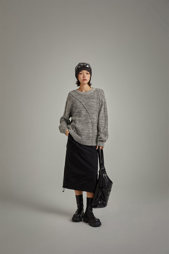 Diagonal Boxy Knit Sweater