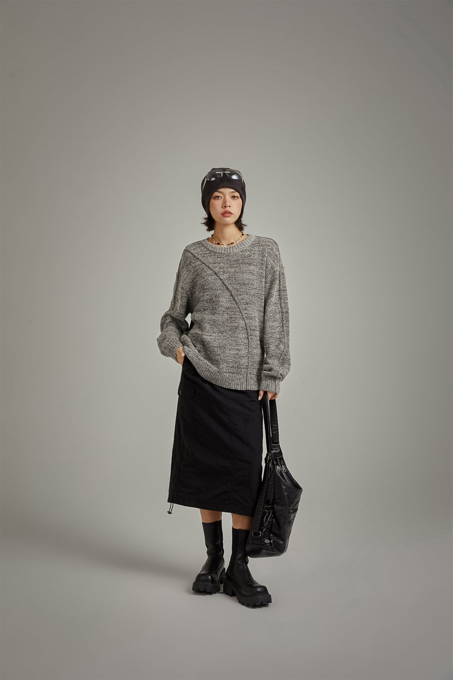 CHUU Diagonal Boxy Knit Sweater