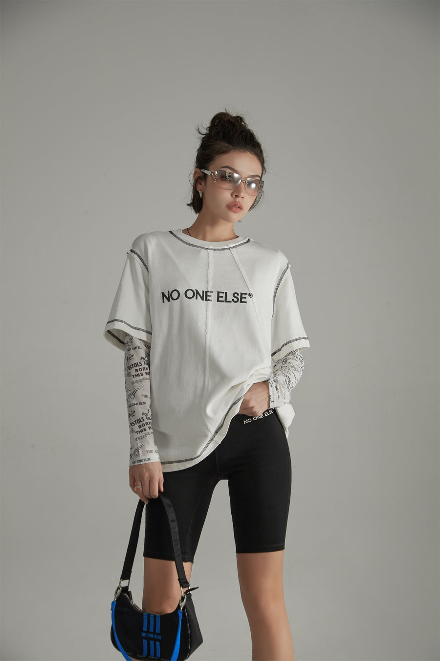 CHUU Logo Stitched Loose Fit T-Shirt