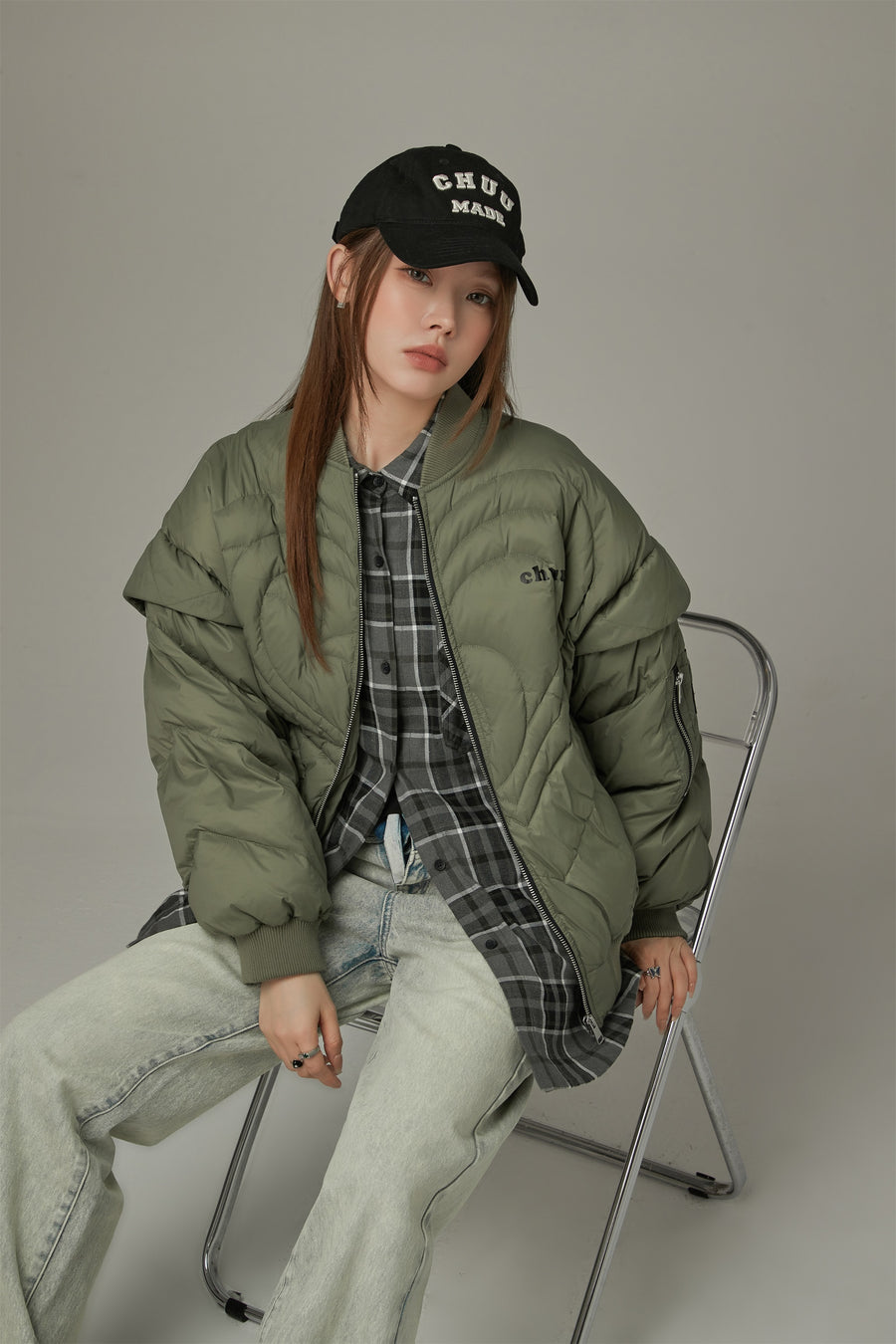 CHUU Heart Quilting Padded Jacket