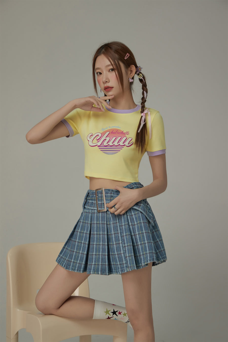 CHUU Color Combination Hot And Chill Line T-Shirt