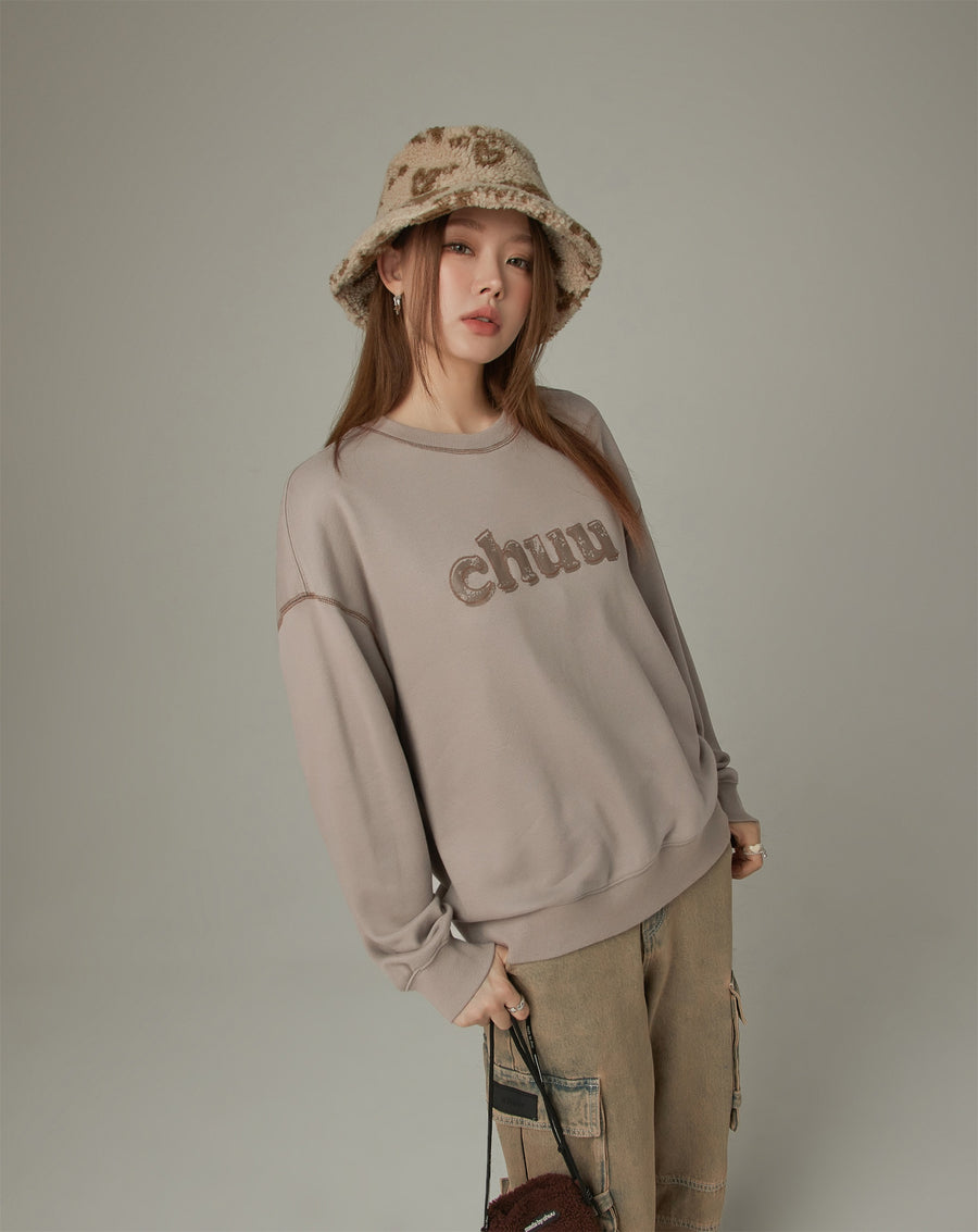 CHUU Color Logo Stitch Loose Fit Sweatshirt