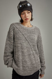 Diagonal Boxy Knit Sweater