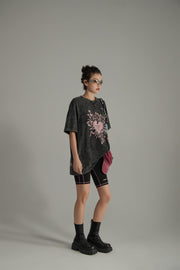 Vintage Heart Print Loose Fit T-Shirt